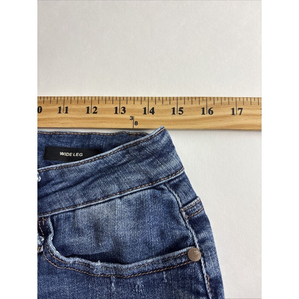 Judy Blue Womens Jeans Adult Size 14W Wide Leg Medium Wash Stretch Pockets - Picture 6 of 10